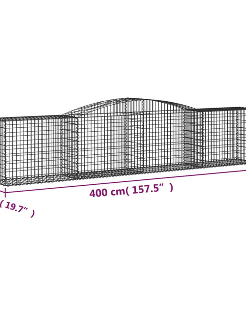 Загрузите изображение в средство просмотра галереи, Coșuri gabion arcuite 2 buc, 400x50x80/100 cm, fier galvanizat
