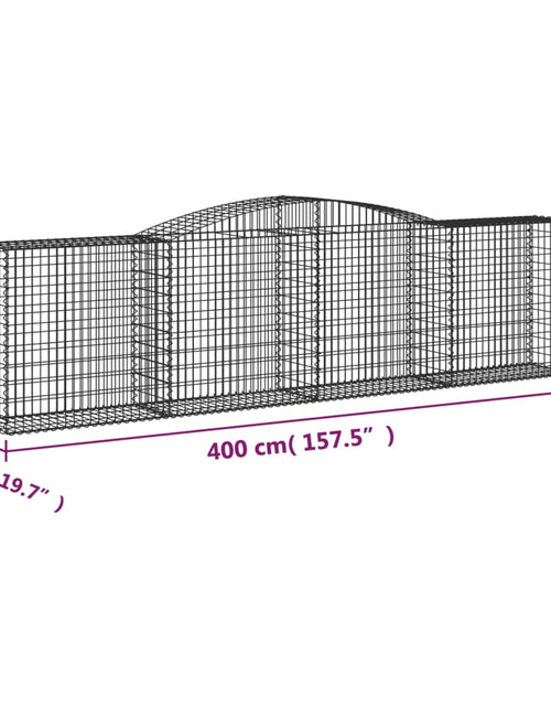 Загрузите изображение в средство просмотра галереи, Coșuri gabion arcuite 2 buc, 400x50x100/120 cm fier galvanizat
