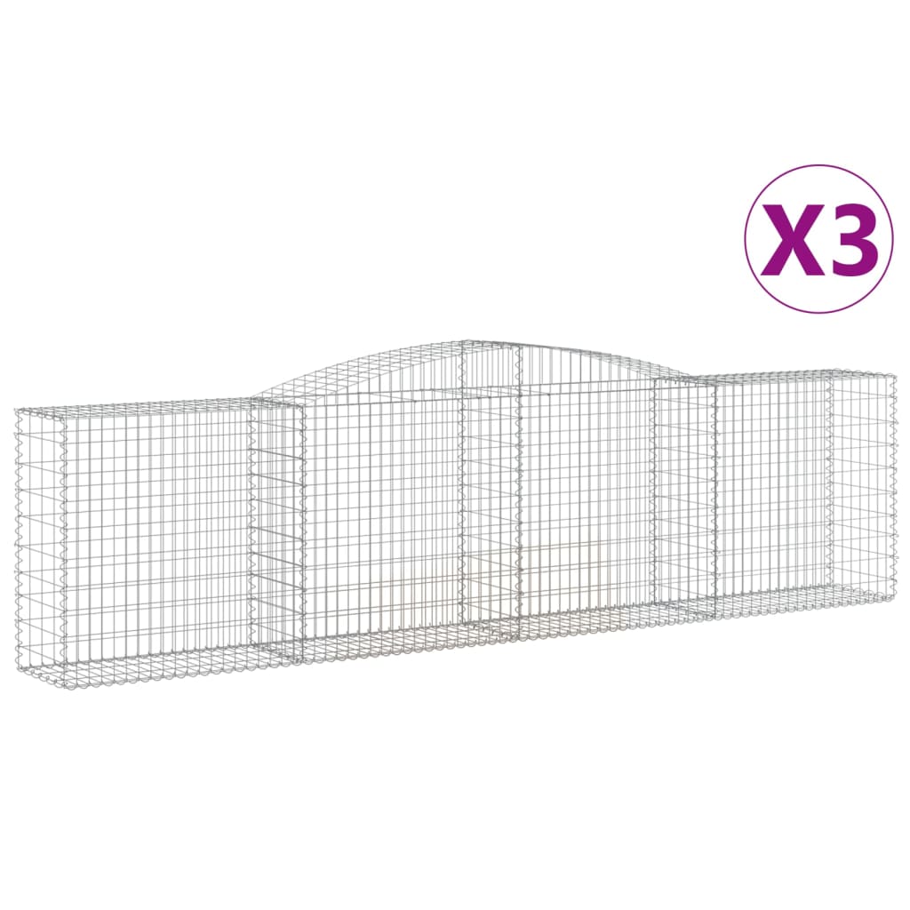 Coșuri gabion arcuite 3 buc, 400x50x100/120 cm fier galvanizat