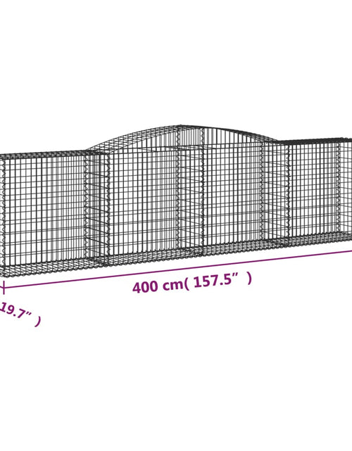 Загрузите изображение в средство просмотра галереи, Coșuri gabion arcuite 4 buc, 400x50x100/120 cm fier galvanizat
