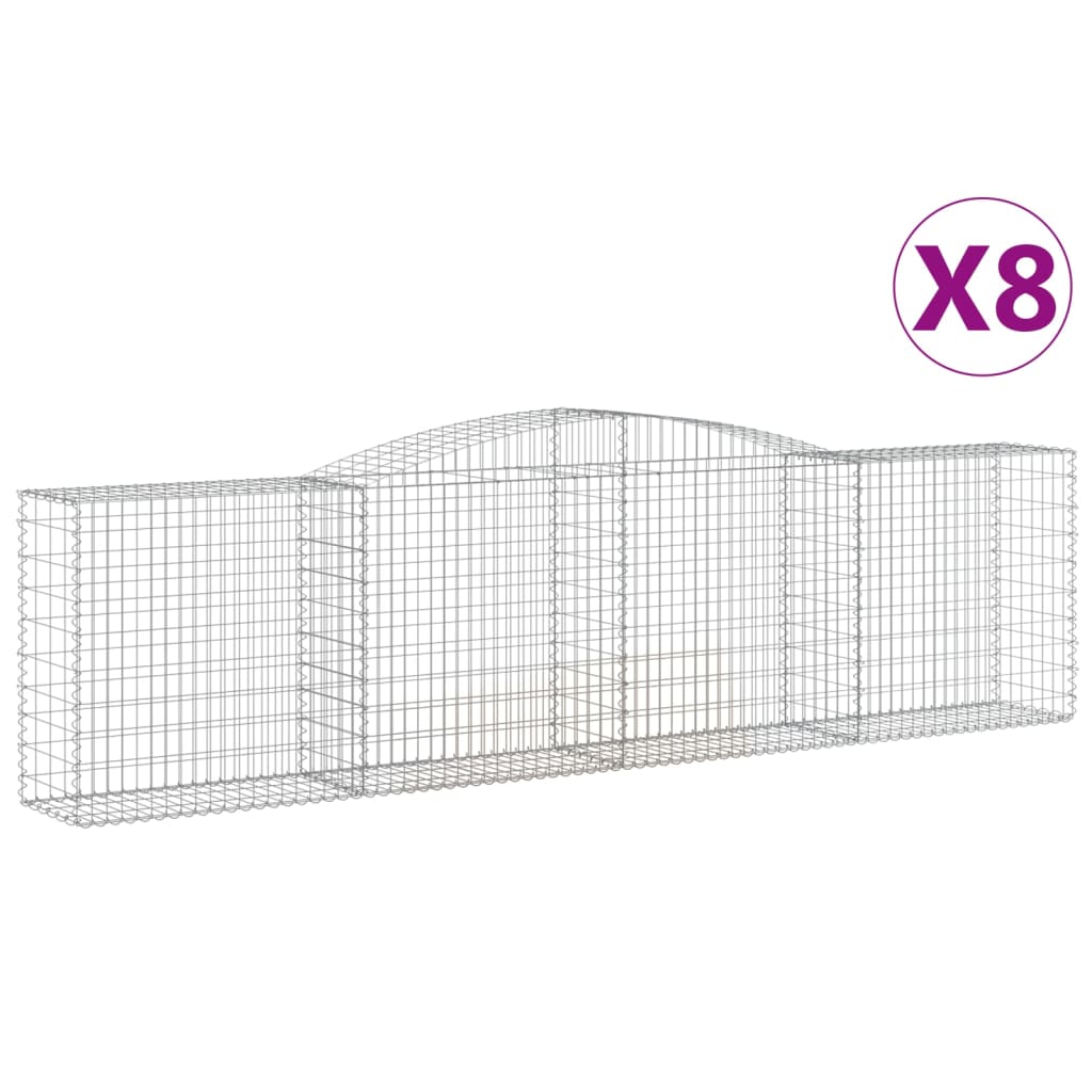 Coșuri gabion arcuite 8 buc, 400x50x100/120 cm fier galvanizat