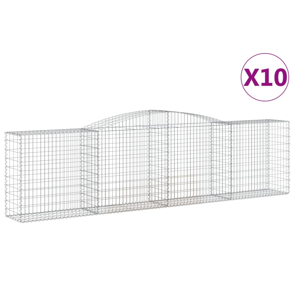 Coșuri gabion arcuite 10 buc, 400x50x100/120 cm fier galvanizat