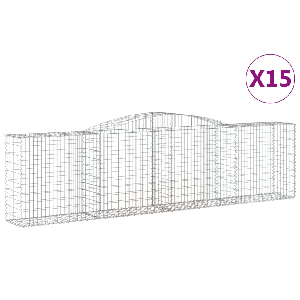 Coșuri gabion arcuite 15 buc, 400x50x100/120 cm fier galvanizat