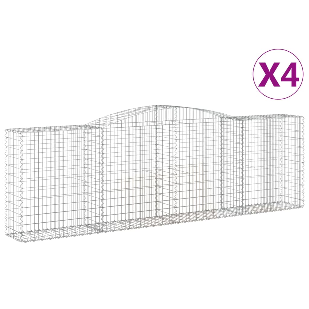 Coșuri gabion arcuite 4 buc, 400x50x120/140 cm, fier galvanizat