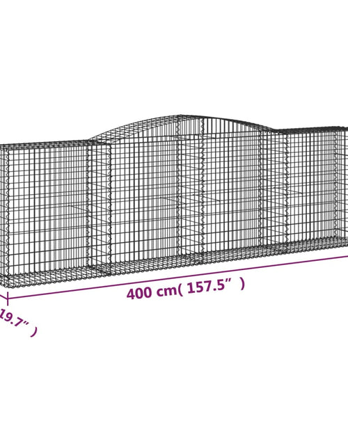 Încărcați imaginea în vizualizatorul Galerie, Coșuri gabion arcuite 4 buc, 400x50x120/140 cm, fier galvanizat
