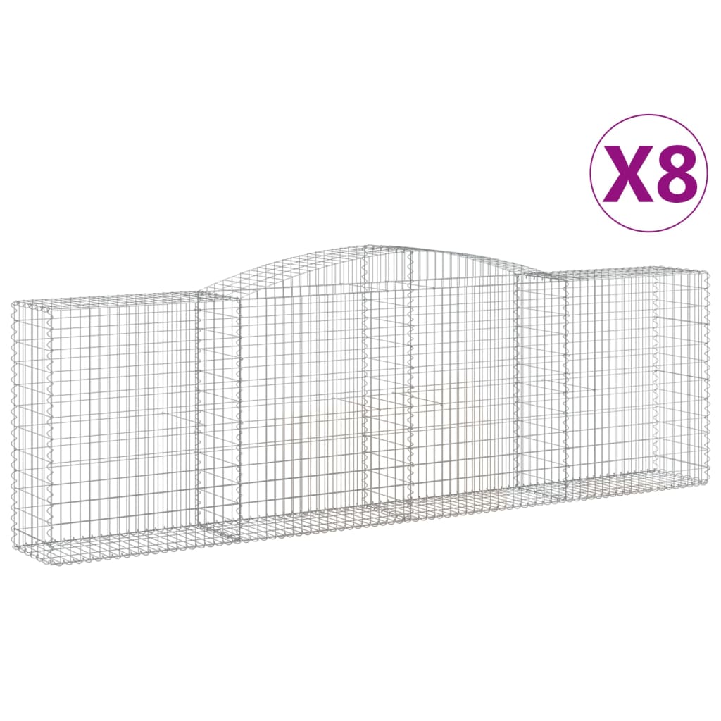 Coșuri gabion arcuite 8 buc, 400x50x120/140 cm, fier galvanizat