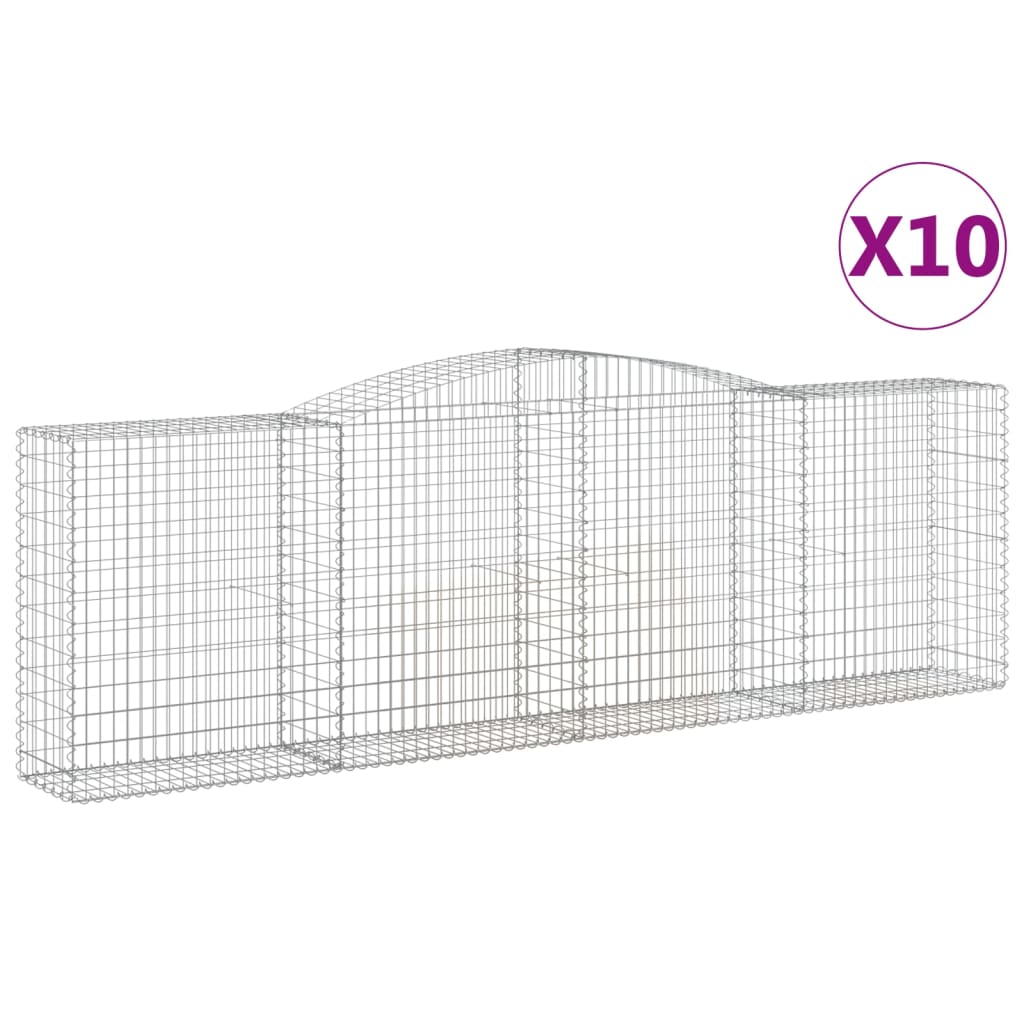 Coșuri gabion arcuite 10 buc, 400x50x120/140cm, fier galvanizat