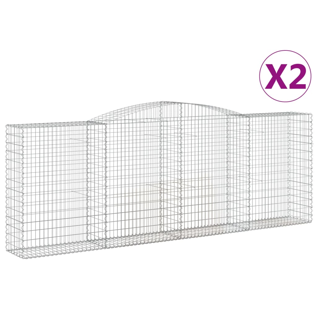 Coșuri gabion arcuite 2 buc, 400x50x140/160 cm, fier galvanizat