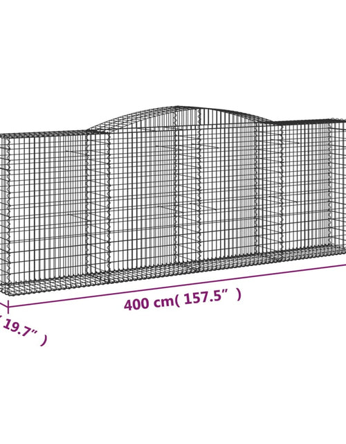 Загрузите изображение в средство просмотра галереи, Coșuri gabion arcuite 3 buc, 400x50x140/160 cm, fier galvanizat
