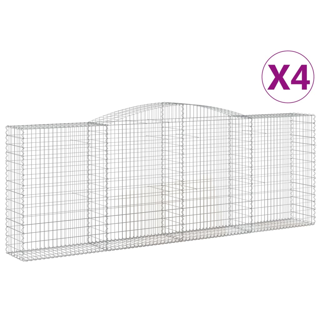 Coșuri gabion arcuite 4 buc, 400x50x140/160 cm, fier galvanizat