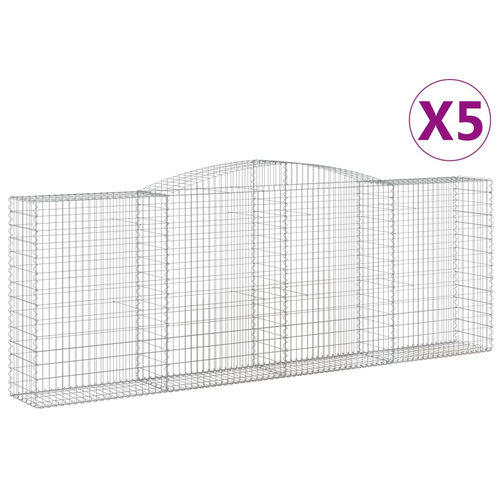 Coșuri gabion arcuite 5 buc, 400x50x140/160 cm, fier galvanizat