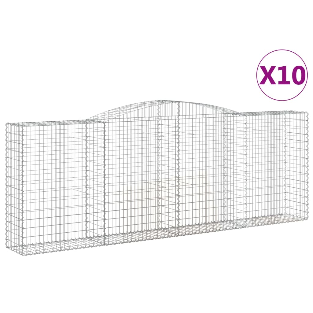 Coșuri gabion arcuite 10 buc, 400x50x140/160cm, fier galvanizat