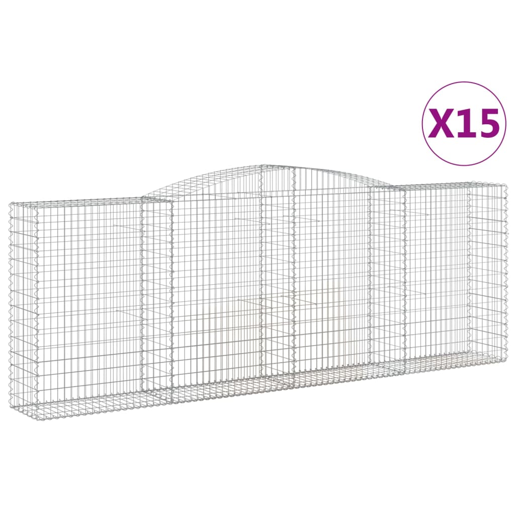 Coșuri gabion arcuite 15 buc, 400x50x140/160cm, fier galvanizat