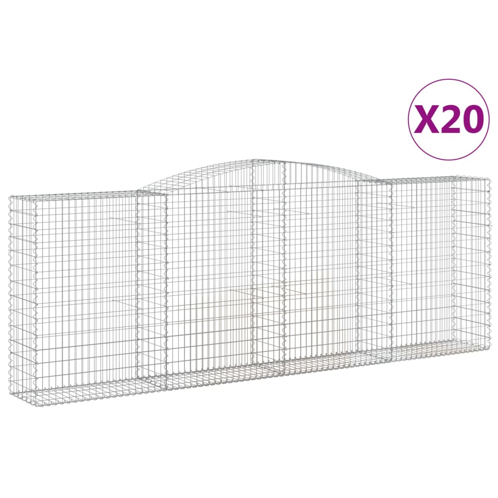 Coșuri gabion arcuite 20 buc, 400x50x140/160cm, fier galvanizat