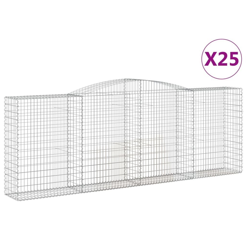 Coșuri gabion arcuite 25 buc, 400x50x140/160cm, fier galvanizat