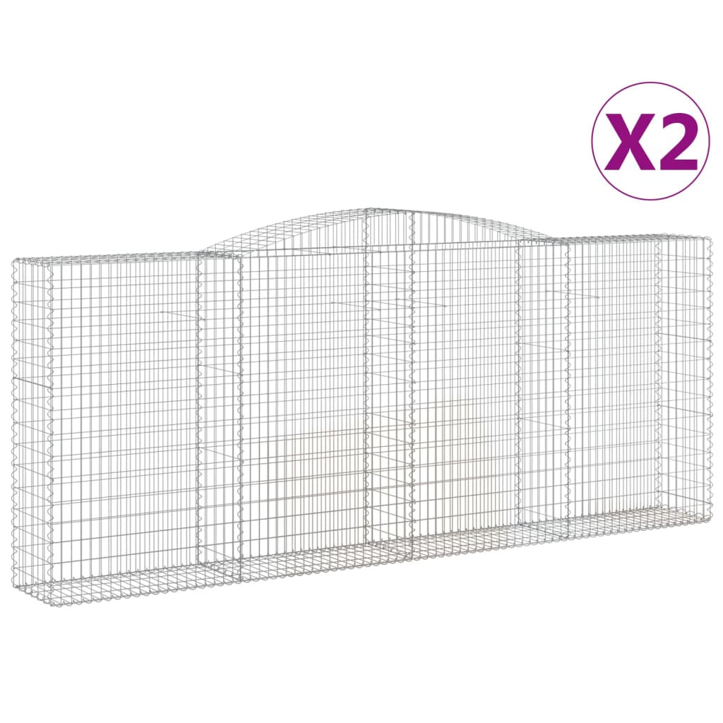 Coșuri gabion arcuite 2 buc. 400x50x160/180 cm, fier galvanizat