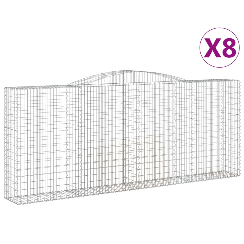 Coșuri gabion arcuite 8 buc. 400x50x160/180 cm, fier galvanizat