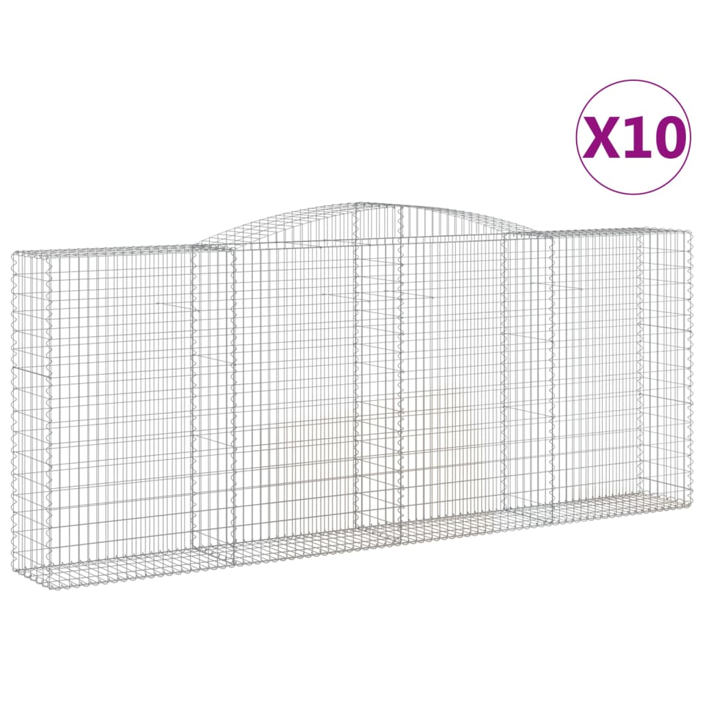 Coș gabion arcuit, 10 buc, 400x50x160/180 cm, fier galvanizat