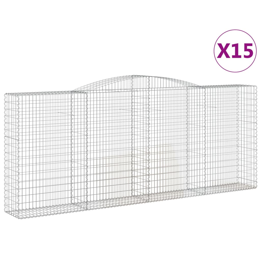 Coș gabion arcuit, 15 buc, 400x50x160/180 cm, fier galvanizat