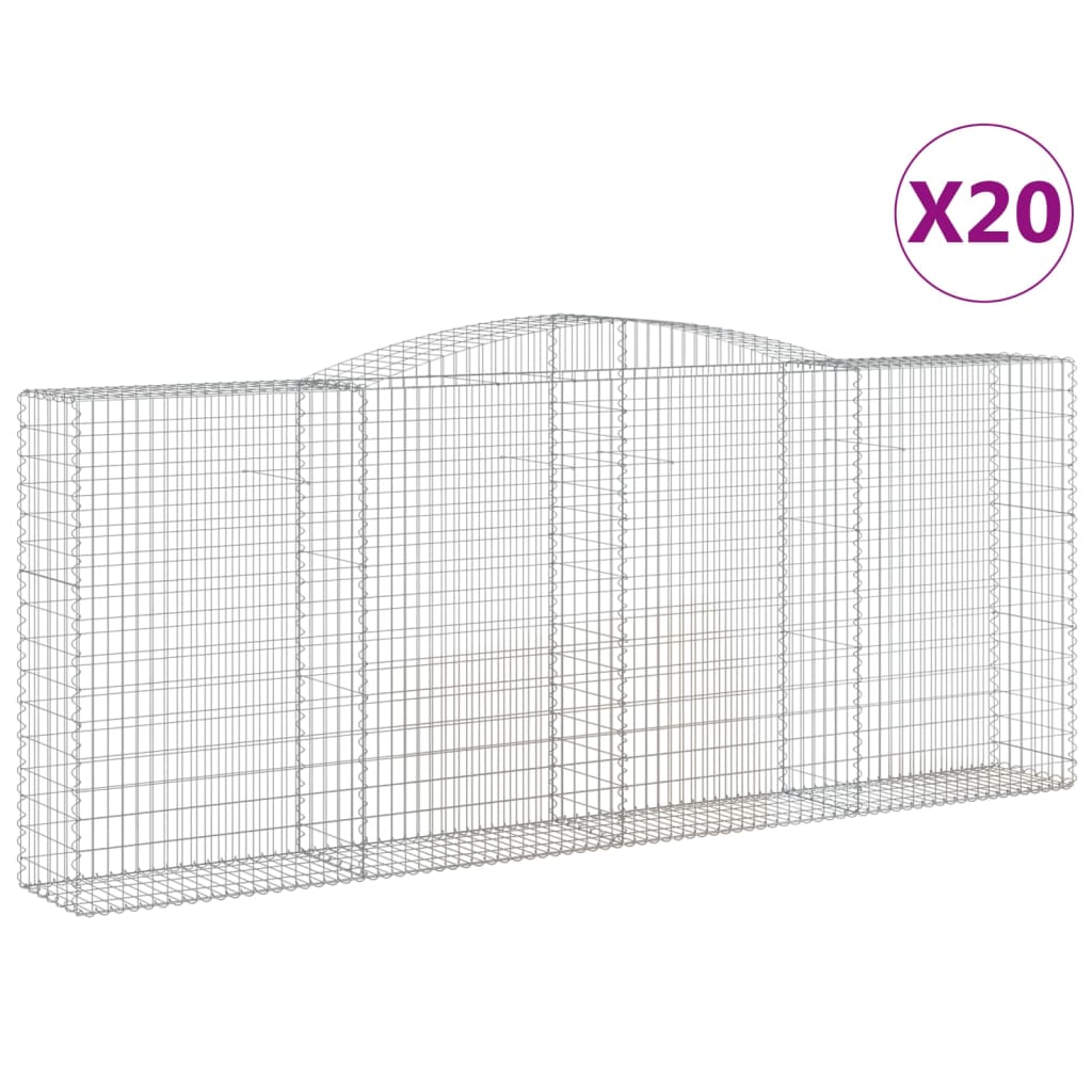 Coșuri gabion arcuite, 20 buc, 400x50x160/180cm fier galvanizat