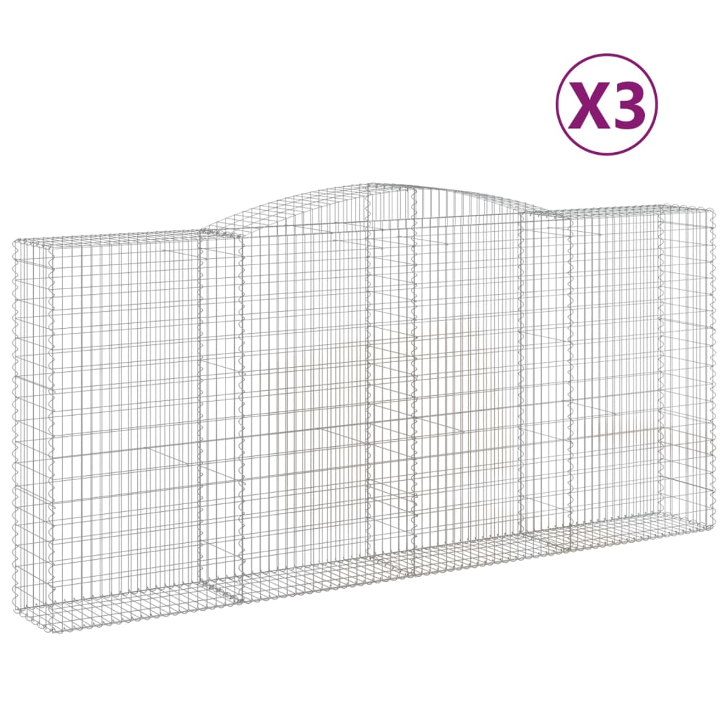 Coșuri gabion arcuite 3 buc, 400x50x180/200 cm, fier galvanizat