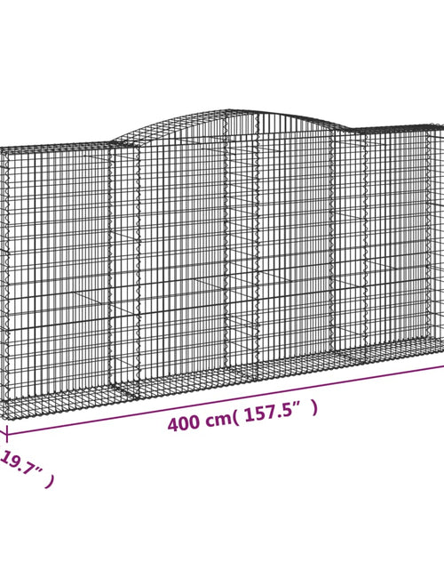 Încărcați imaginea în vizualizatorul Galerie, Coșuri gabion arcuite 4 buc, 400x50x180/200 cm, fier galvanizat
