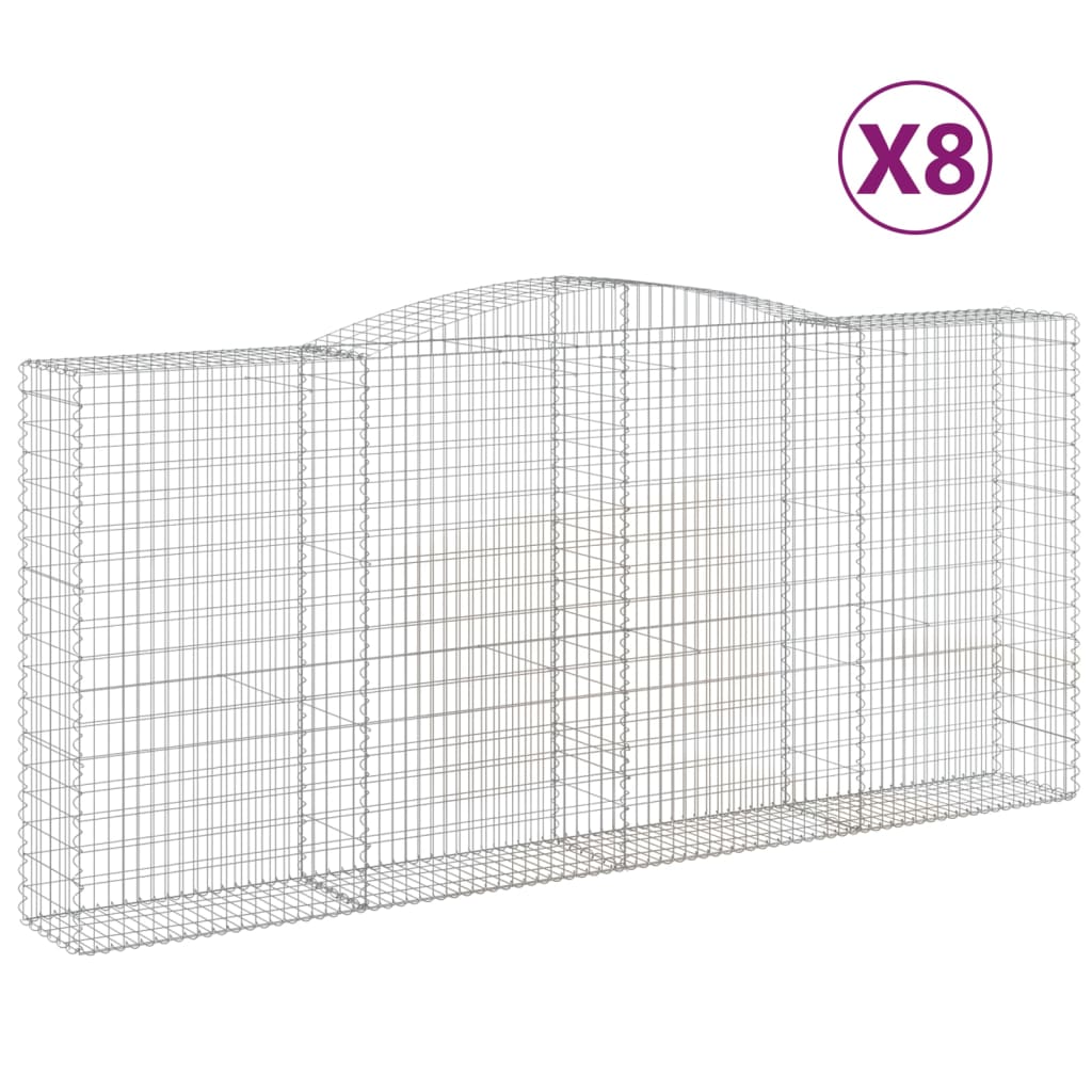 Coșuri gabion arcuite 8 buc, 400x50x180/200 cm, fier galvanizat