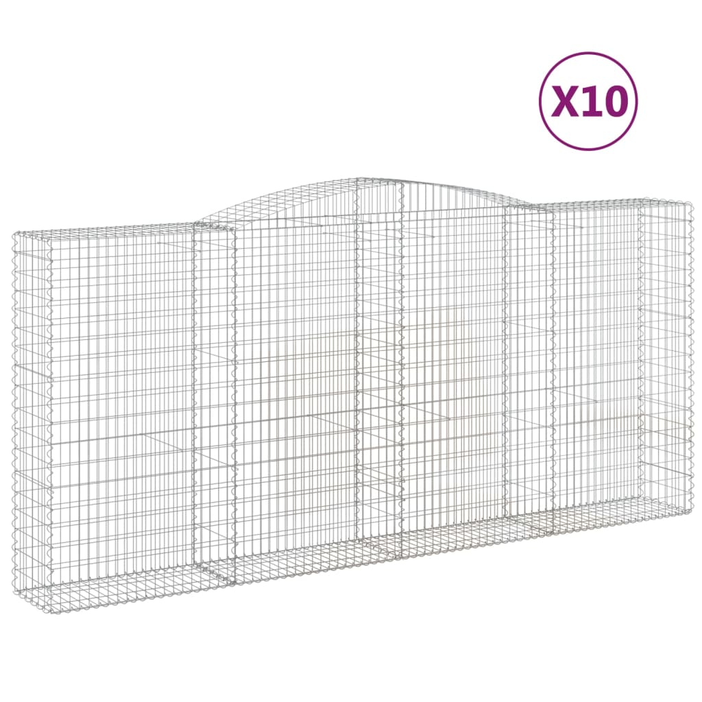 Coșuri gabion arcuite 10 buc, 400x50x180/200cm, fier galvanizat