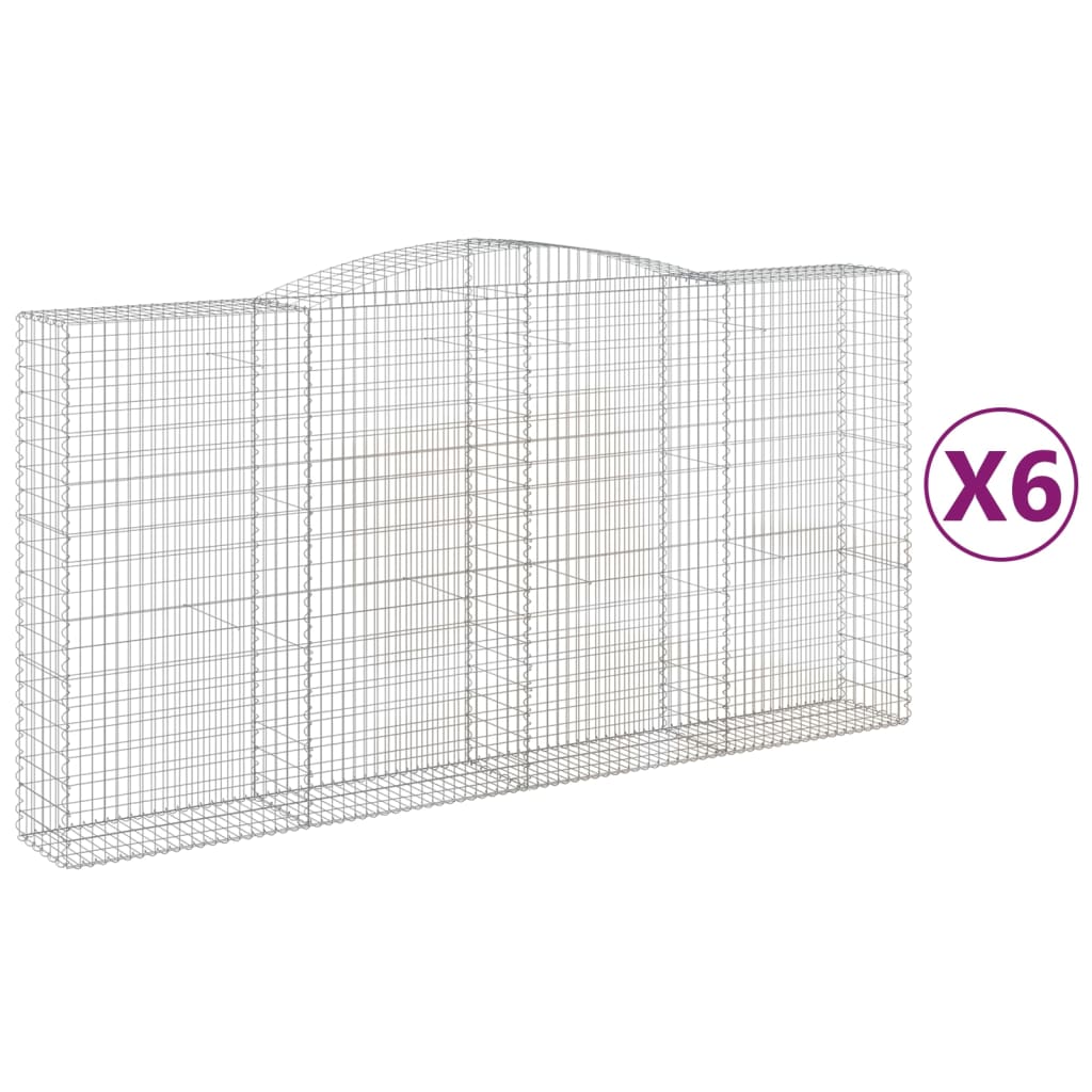 Coșuri gabion arcuite, 6 buc 400x50x200/220 cm, fier galvanizat