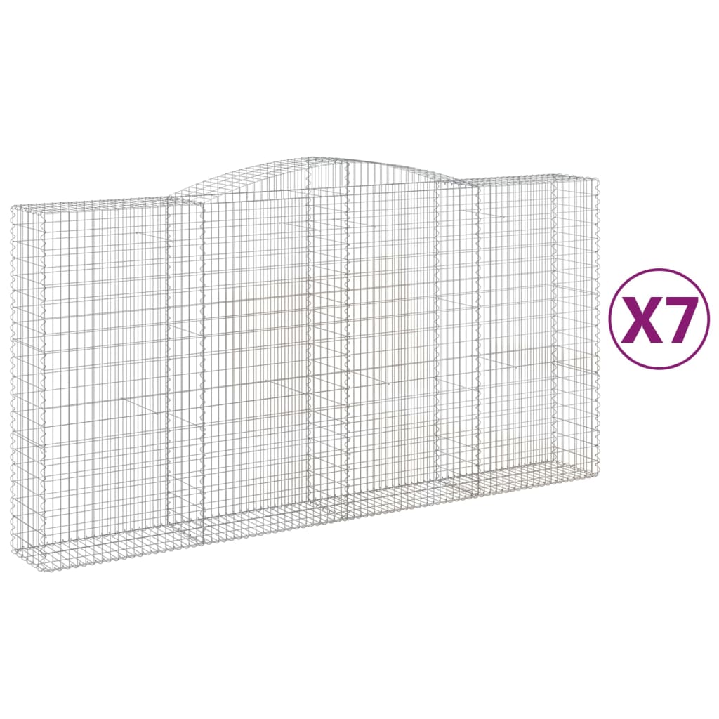 Coșuri gabion arcuite, 7 buc 400x50x200/220 cm, fier galvanizat