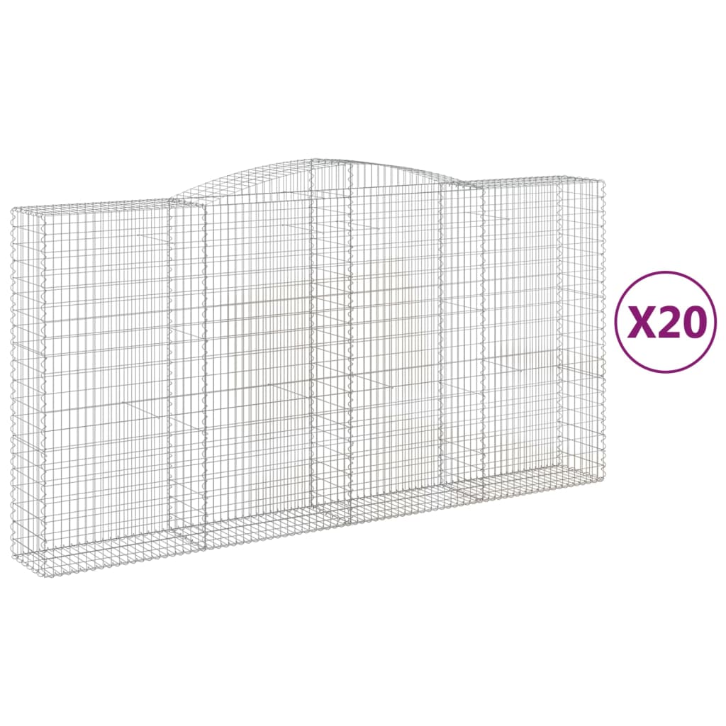 Coșuri gabion arcuite, 20 buc 400x50x200/220cm, fier galvanizat