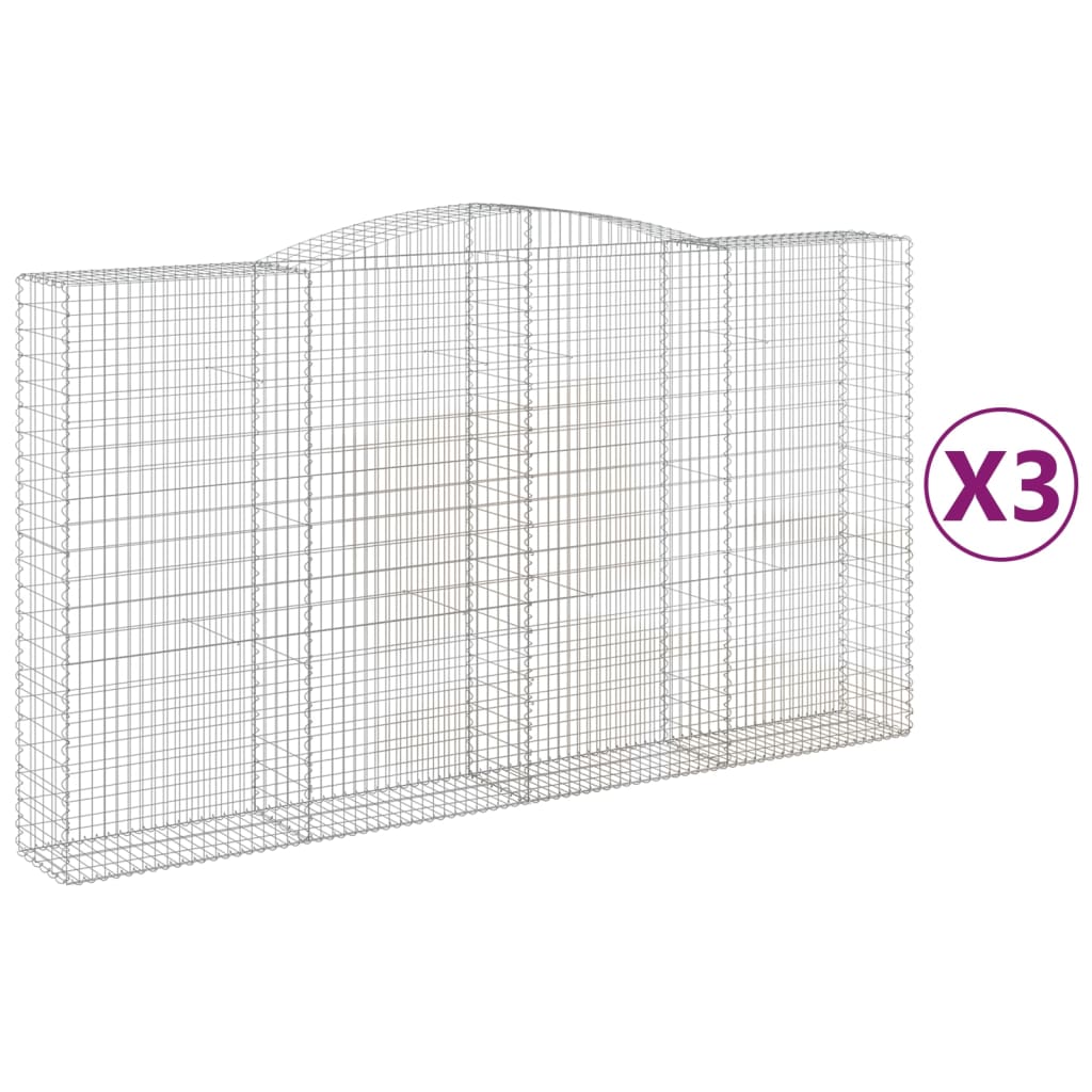 Coșuri gabion arcuite, 3 buc, 400x50x220/240cm, fier galvanizat