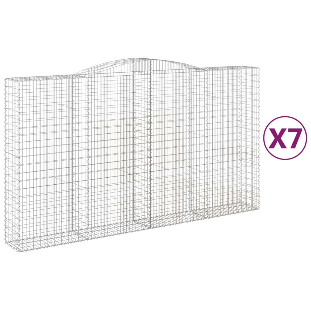 Coșuri gabion arcuite, 7 buc, 400x50x220/240cm, fier galvanizat