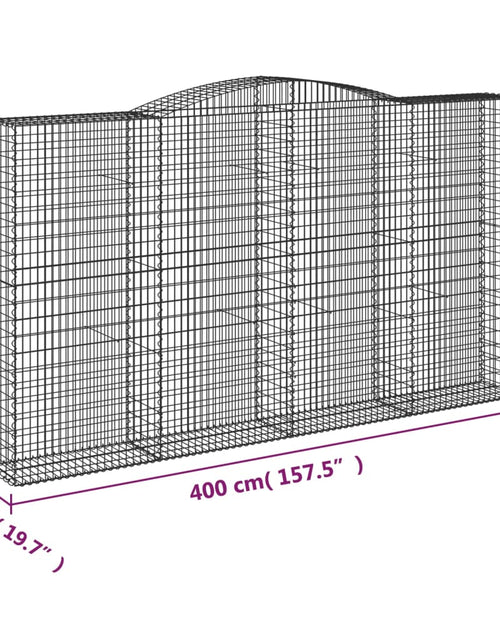 Încărcați imaginea în vizualizatorul Galerie, Coșuri gabion arcuite, 7 buc, 400x50x220/240cm, fier galvanizat
