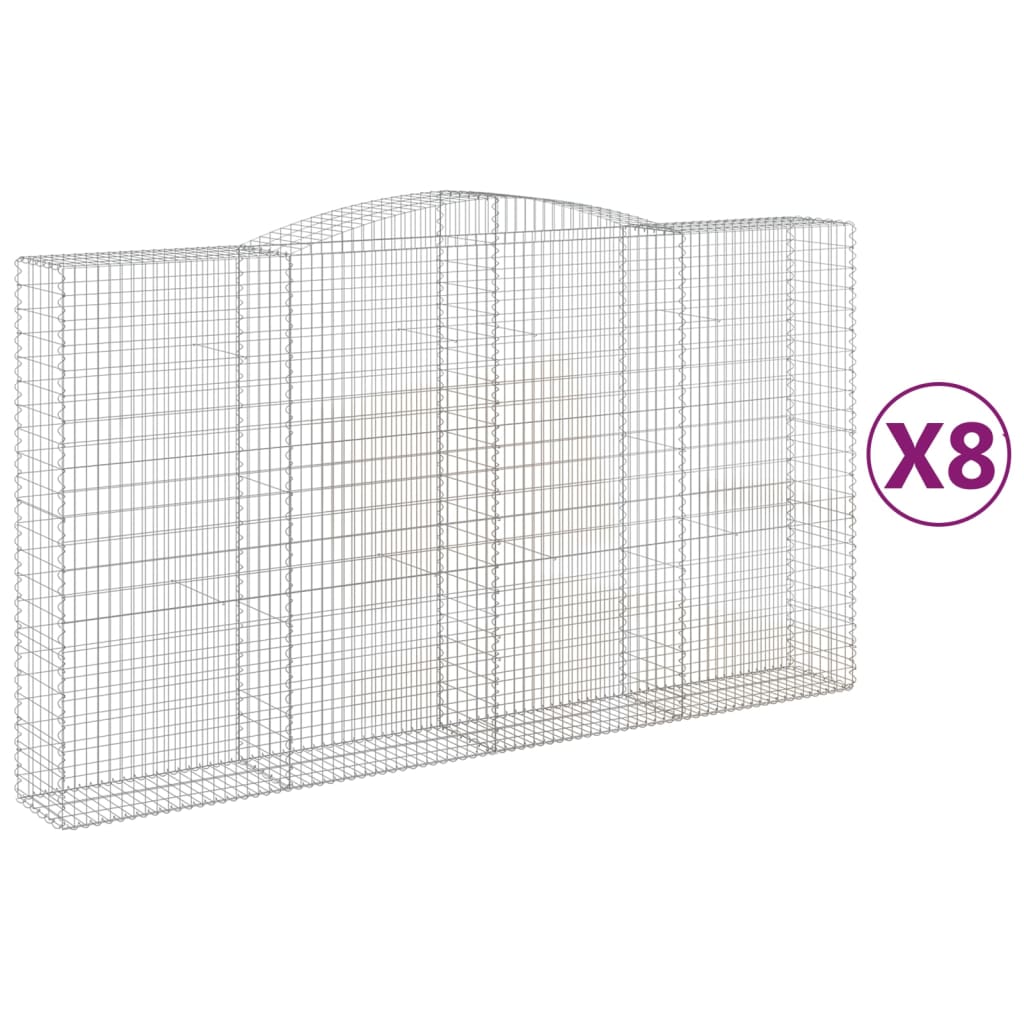 Coșuri gabion arcuite, 8 buc, 400x50x220/240cm, fier galvanizat