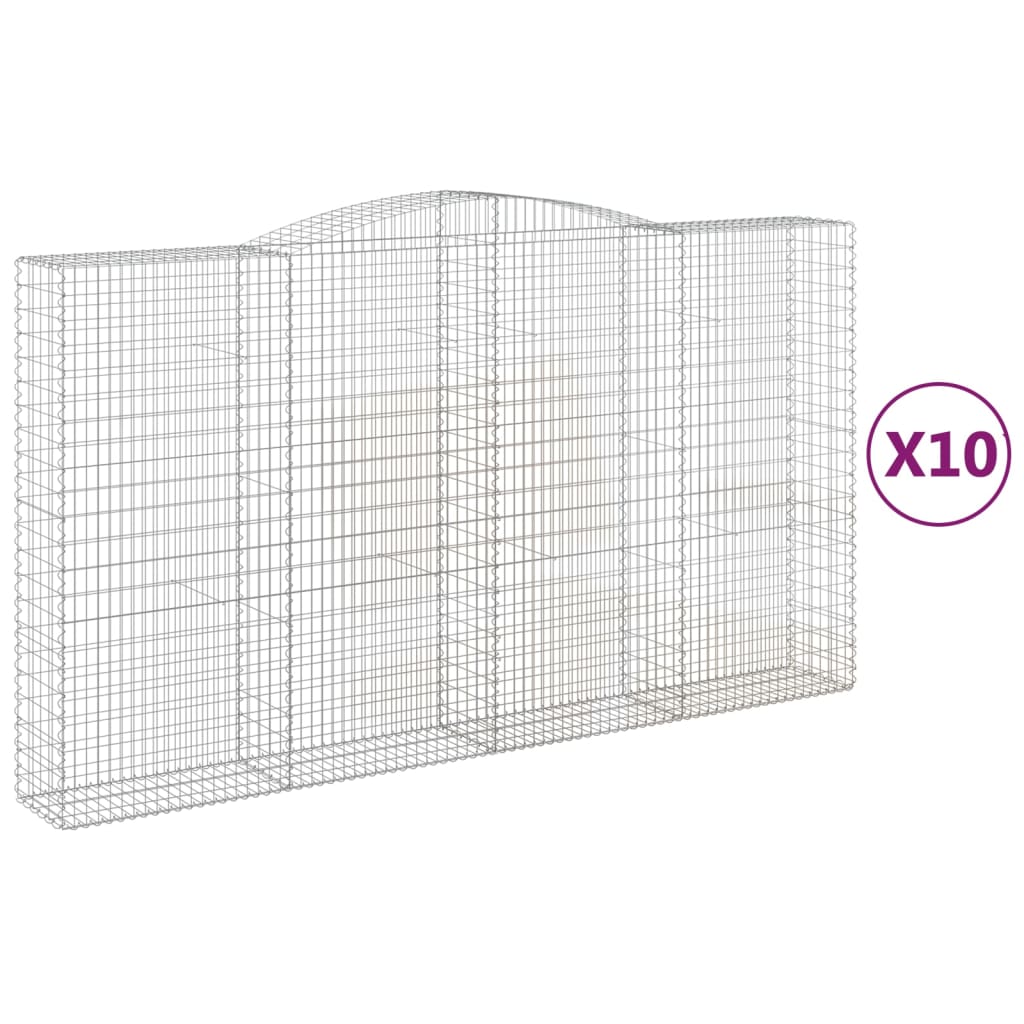 Coșuri gabion arcuite, 10 buc 400x50x220/240cm, fier galvanizat