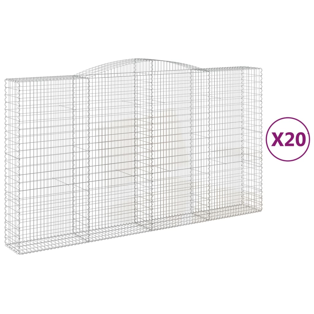 Coșuri gabion arcuite, 20 buc 400x50x220/240cm, fier galvanizat