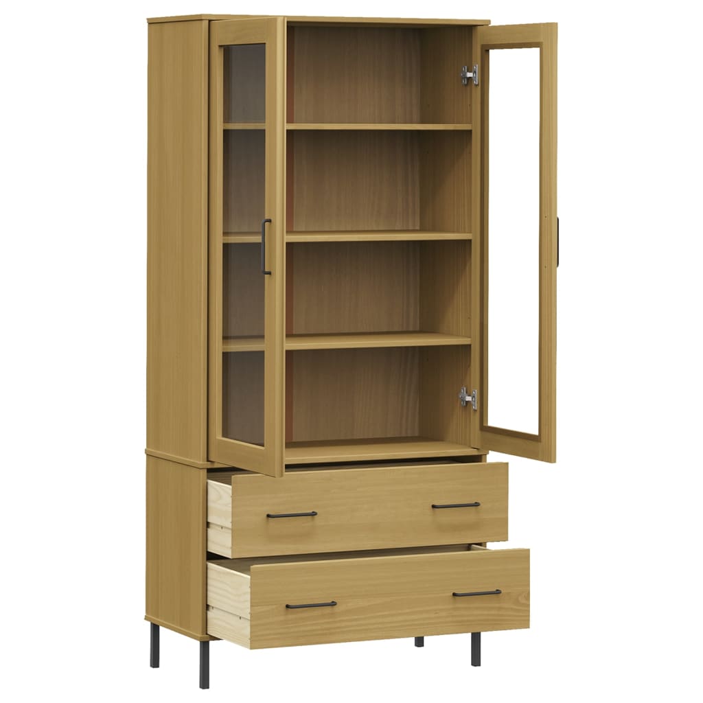 Bibliotecă cu picioare metalice OSLO, maro, 85x35x172,5 cm lemn