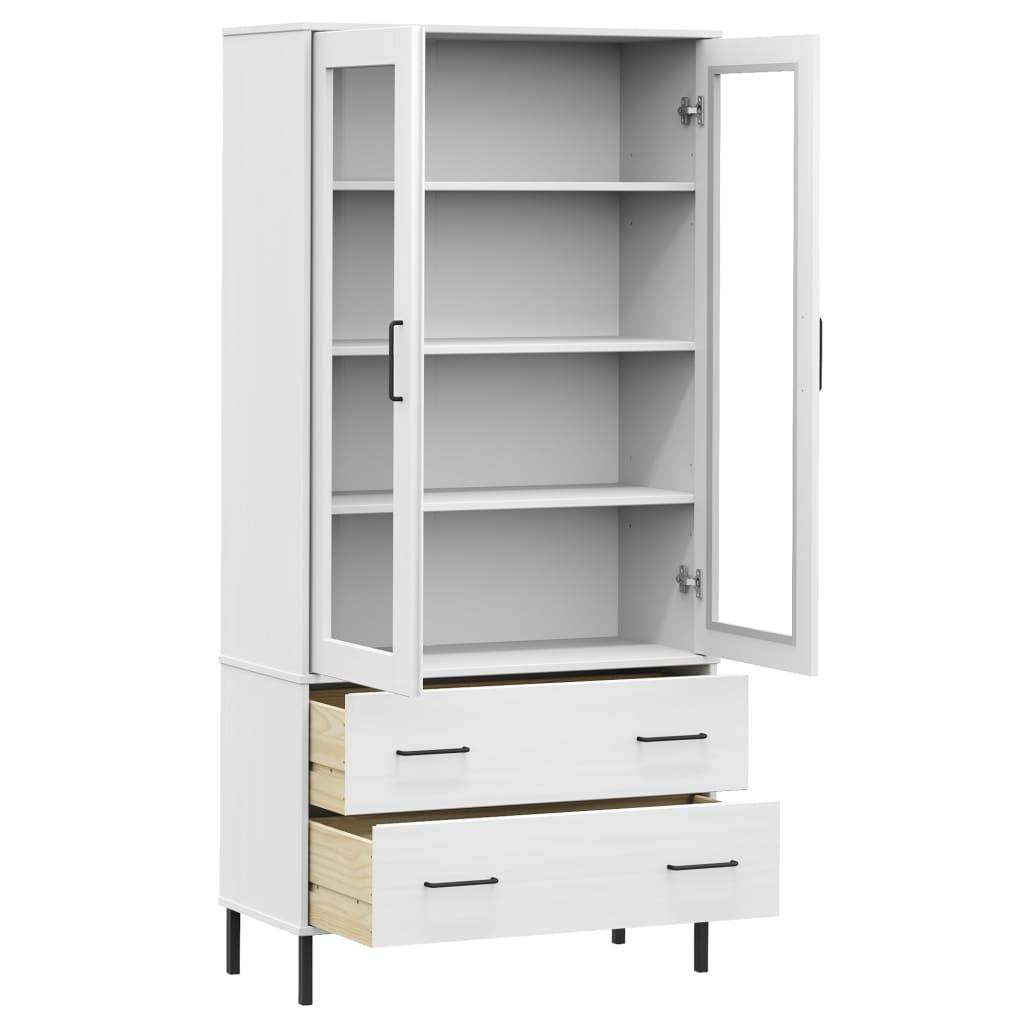 Bibliotecă cu picioare metalice OSLO, alb, 85x35x172,5 cm lemn