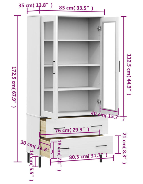 Încărcați imaginea în vizualizatorul Galerie, Bibliotecă cu picioare metalice OSLO, alb, 85x35x172,5 cm lemn
