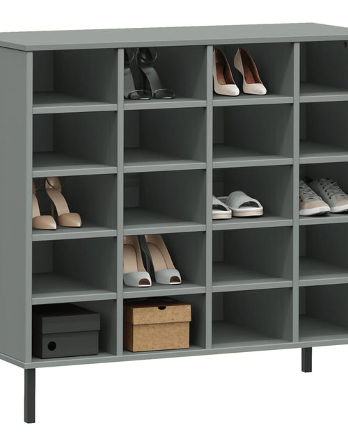 Încărcați imaginea în vizualizatorul Galerie, Pantofar cu picioare metalice „OSLO” gri 95x35x86 cm lemn masiv
