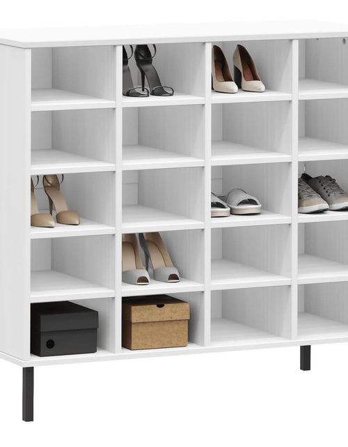 Încărcați imaginea în vizualizatorul Galerie, Pantofar cu picioare metalice „OSLO” alb 95x35x86 cm lemn masiv
