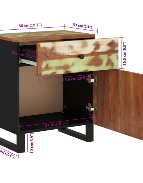 Загрузите изображение в средство просмотра галереи, Noptieră, 50x33x60 cm, lemn masiv reciclat și lemn prelucrat
