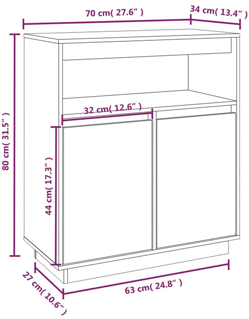 Загрузите изображение в средство просмотра галереи, Servantă, 70x34x80 cm, lemn masiv de pin
