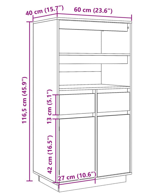 Încărcați imaginea în vizualizatorul Galerie, Dulap înalt, 60x40x116,5 cm, lemn masiv de pin
