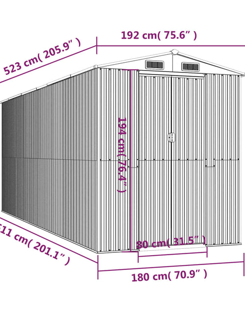 Încărcați imaginea în vizualizatorul Galerie, Șopron de grădină, gri deschis, 192x523x223 cm, oțel galvanizat
