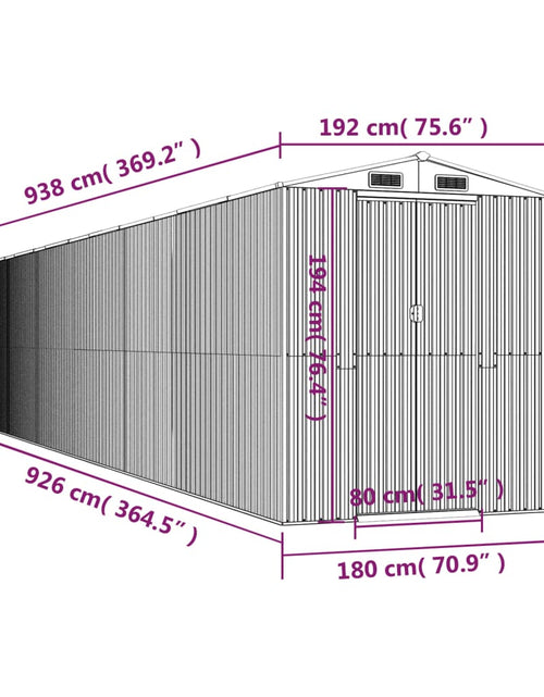 Încărcați imaginea în vizualizatorul Galerie, Șopron de grădină, maro închis, 192x938x223 cm, oțel galvanizat
