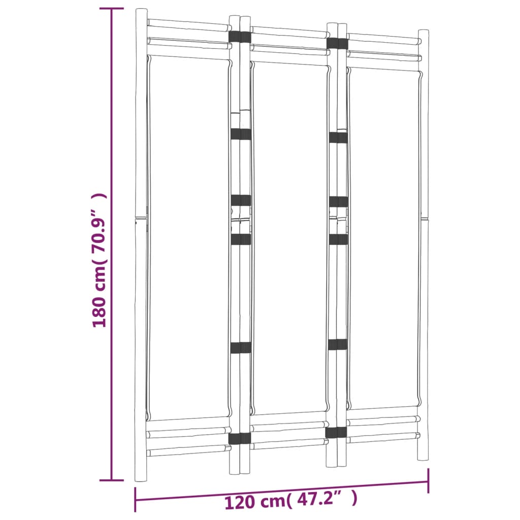 Separator de cameră pliabil cu 3 panouri 120 cm bambus și pânză