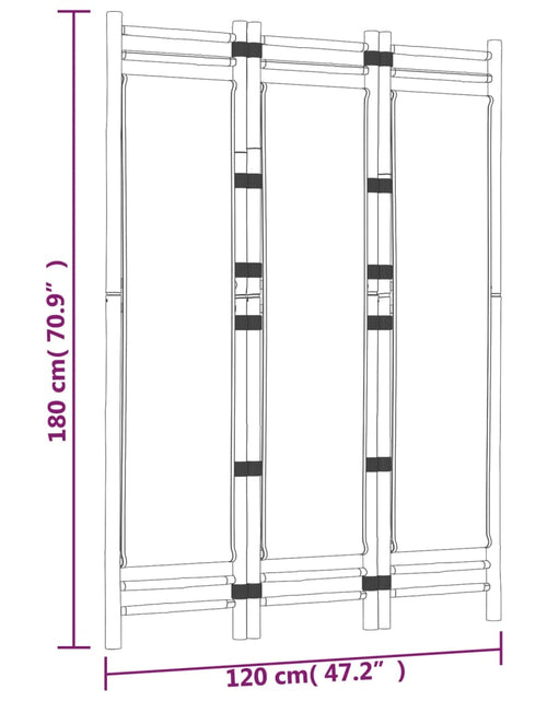 Încărcați imaginea în vizualizatorul Galerie, Separator de cameră pliabil cu 3 panouri 120 cm bambus și pânză
