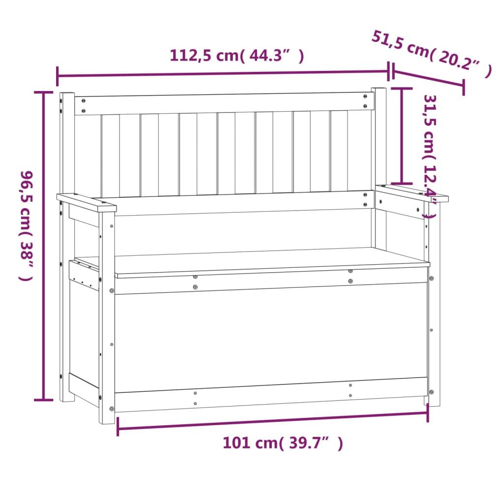 Bancă, alb, 112,5x51,5x96,5 cm, lemn masiv de pin